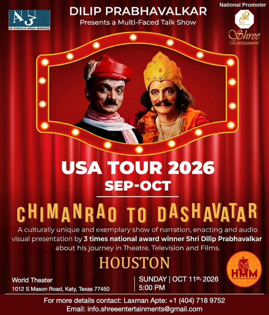 Chimanrao to Dashavatar - Dilip Prabhavalkar USA Tour 2026 (Houston)