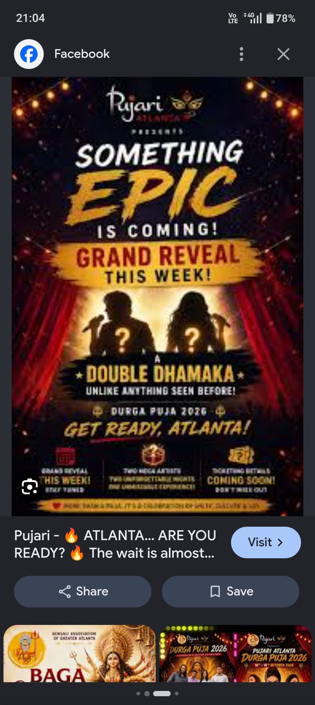 Pujari Atlanta Durga Puja 2026 - Something Epic Grand Reveal