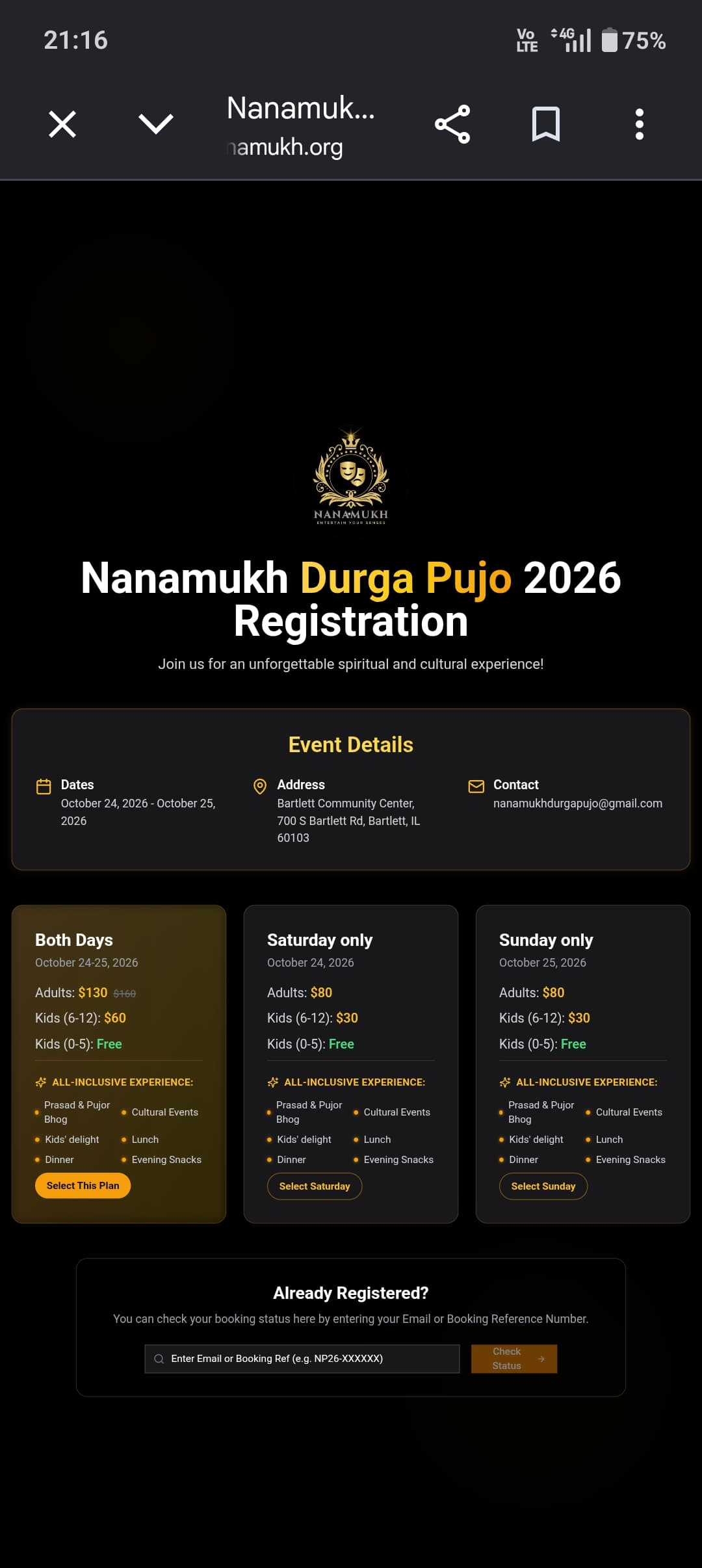 Nanamukh Durga Pujo 2026 Registration